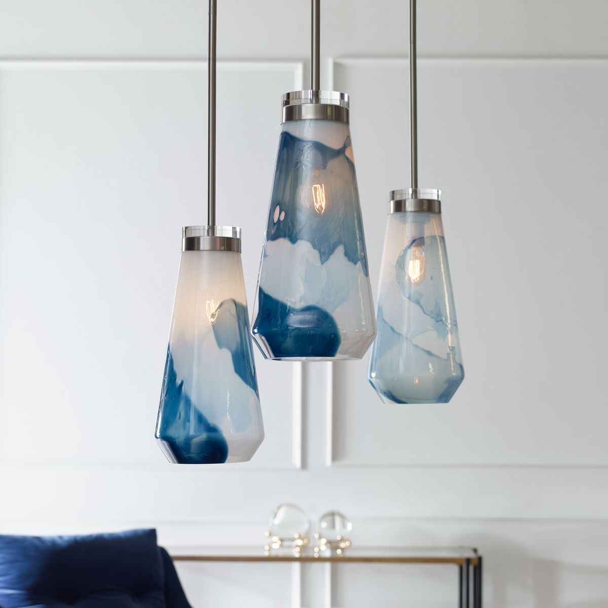 Windswept Blue & White, 1 Lt  Mini Pendant