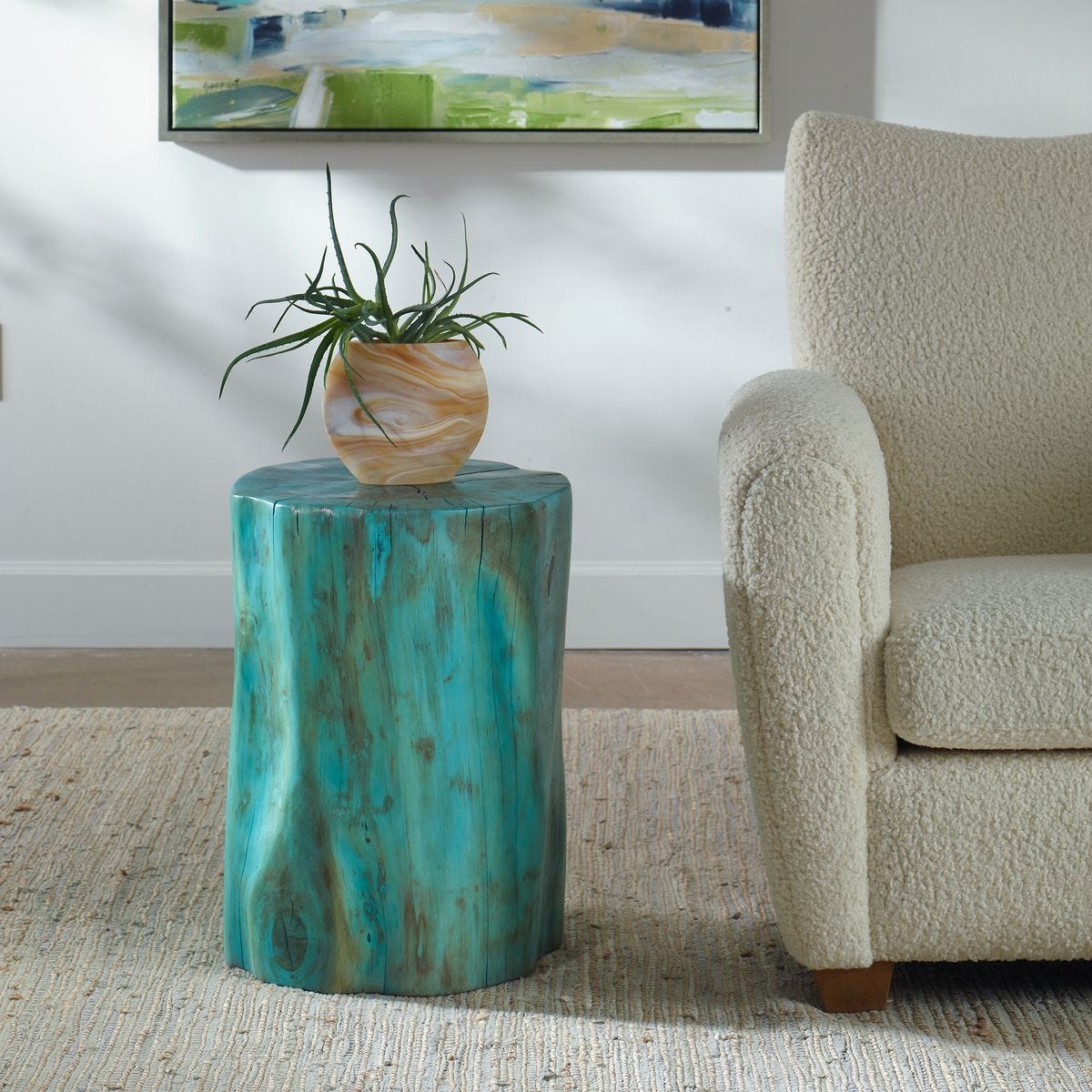Habitat Accent Stool, Blue – Furniture by Uttermost | Sutter & Vale