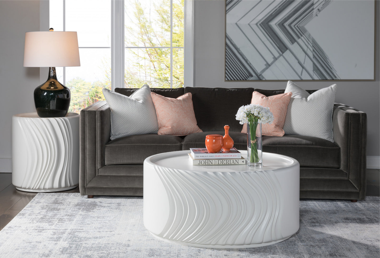 Volante Round Drum Cocktail Table