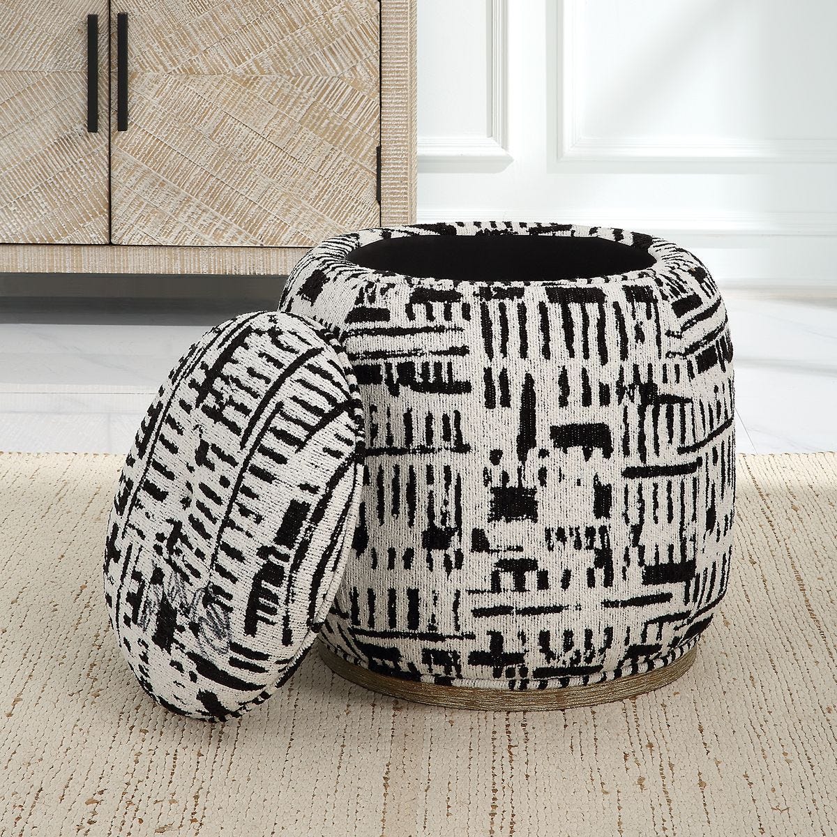 Dialogue Ottoman, Black – Furniture by Uttermost | Sutter & Vale