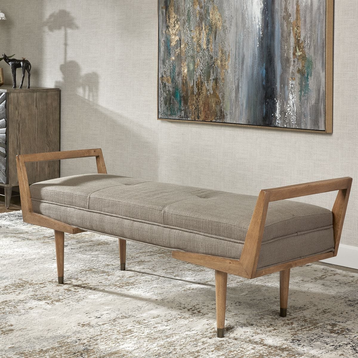 Waylon Bench, Taupe Gray – Furniture by Uttermost | Sutter & Vale