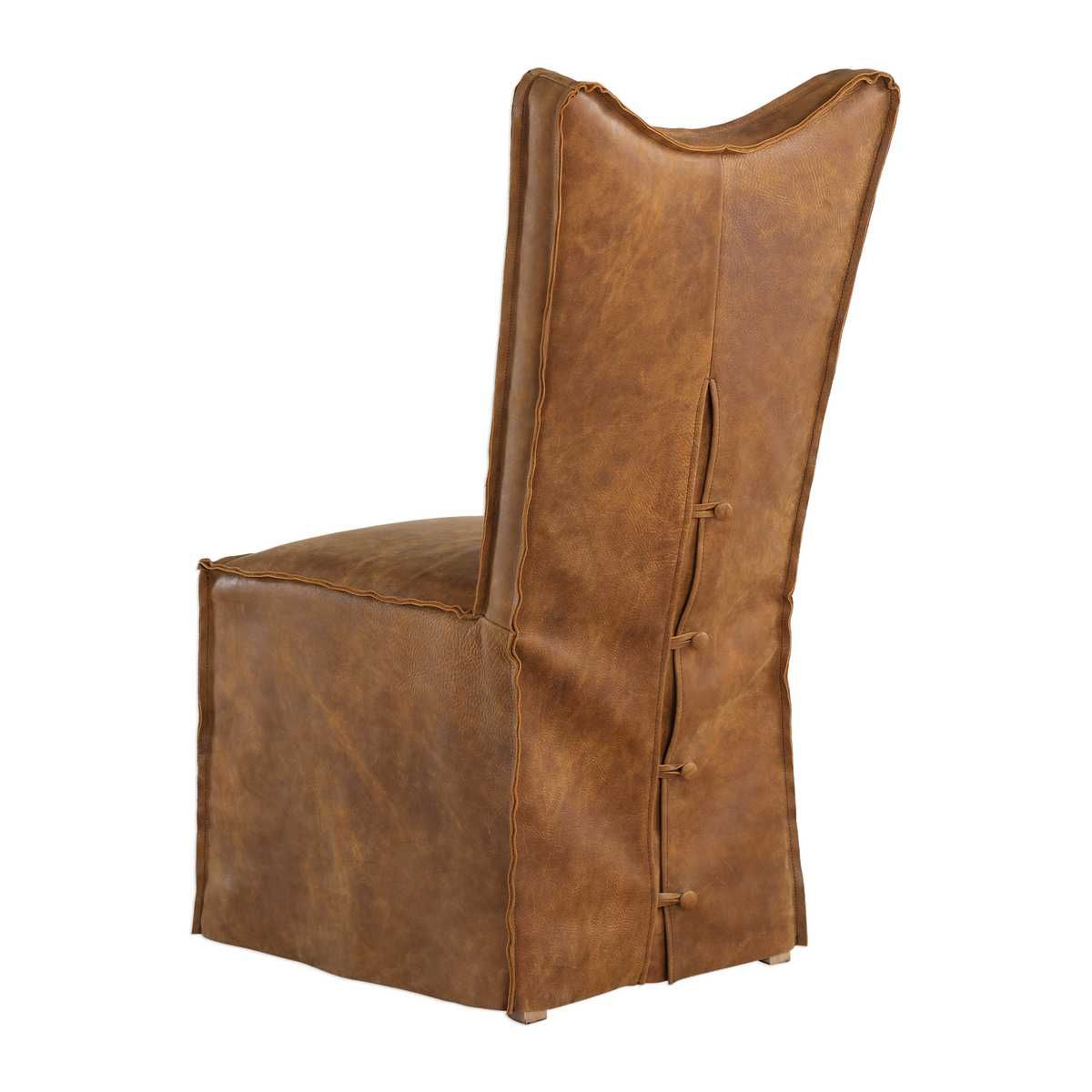 Delroy Armless Chair, Cognac, 2 Per Box, Priced Each – Furniture by Uttermost | Sutter & Vale