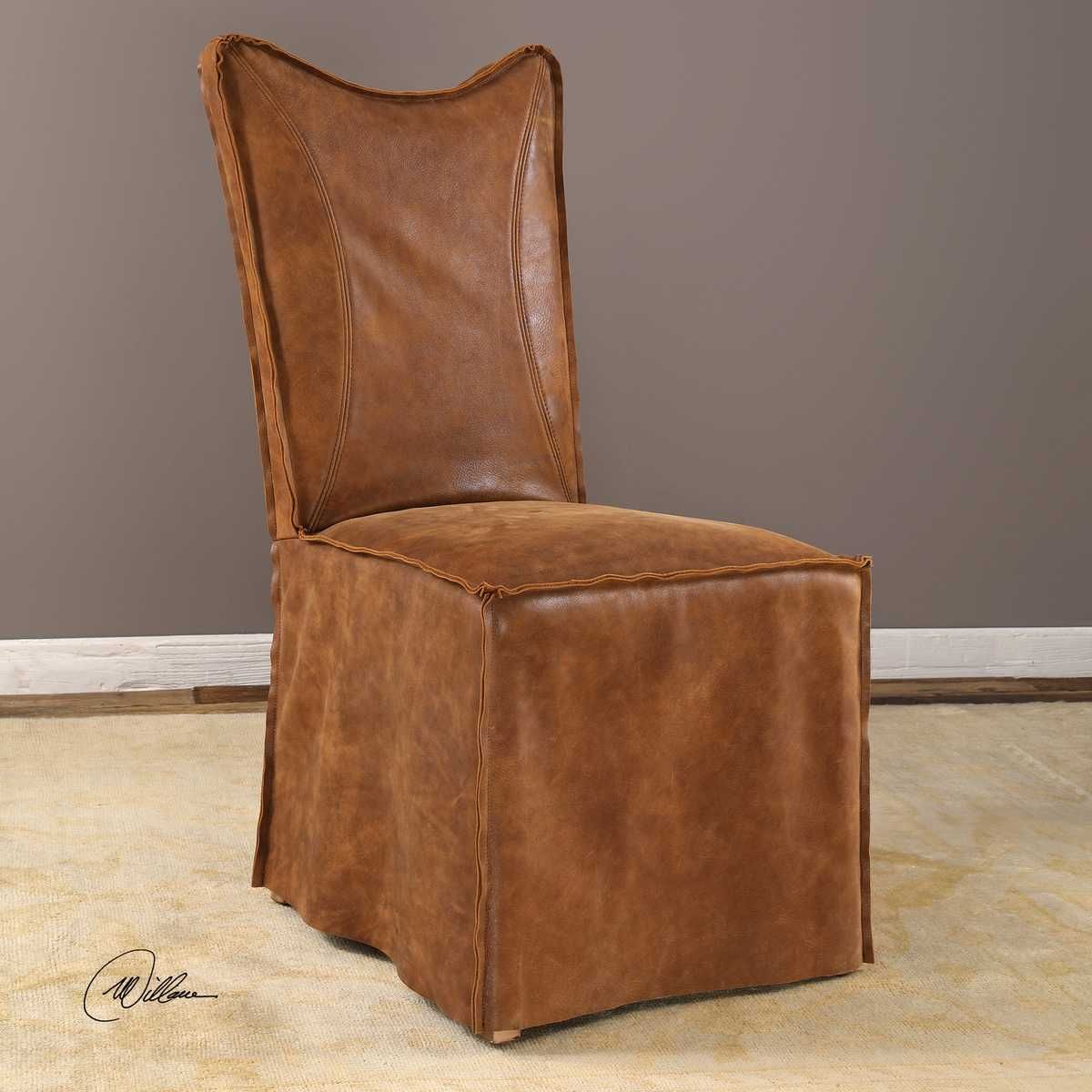 Delroy Armless Chair, Cognac, 2 Per Box, Priced Each – Furniture by Uttermost | Sutter & Vale