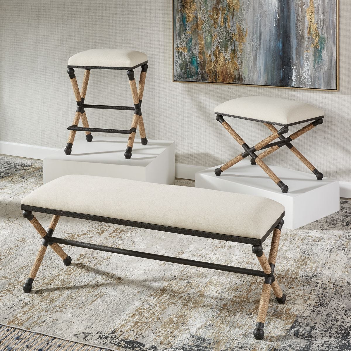 Firth Bench, Oatmeal – Furniture by Uttermost | Sutter & Vale