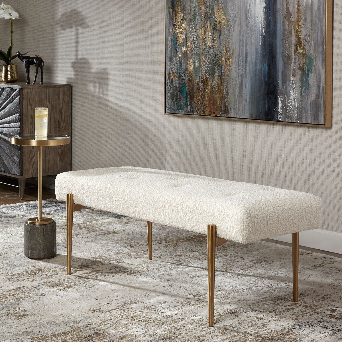 Olivier Bench, Natural – Furniture by Uttermost | Sutter & Vale