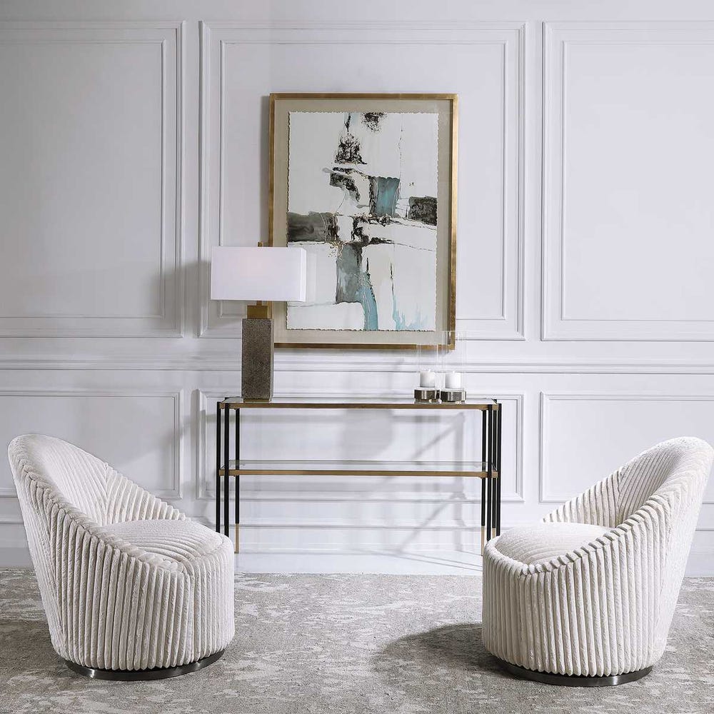 Crue Swivel Chair, Ivory