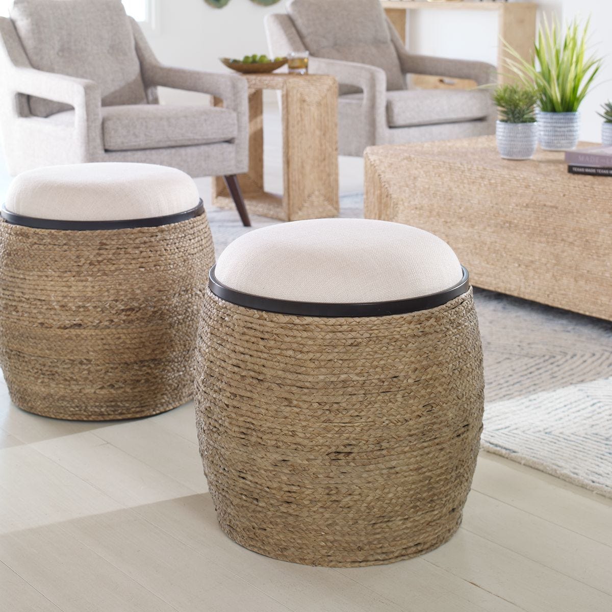 Island Ottoman, Small Round – Furniture by Uttermost | Sutter & Vale