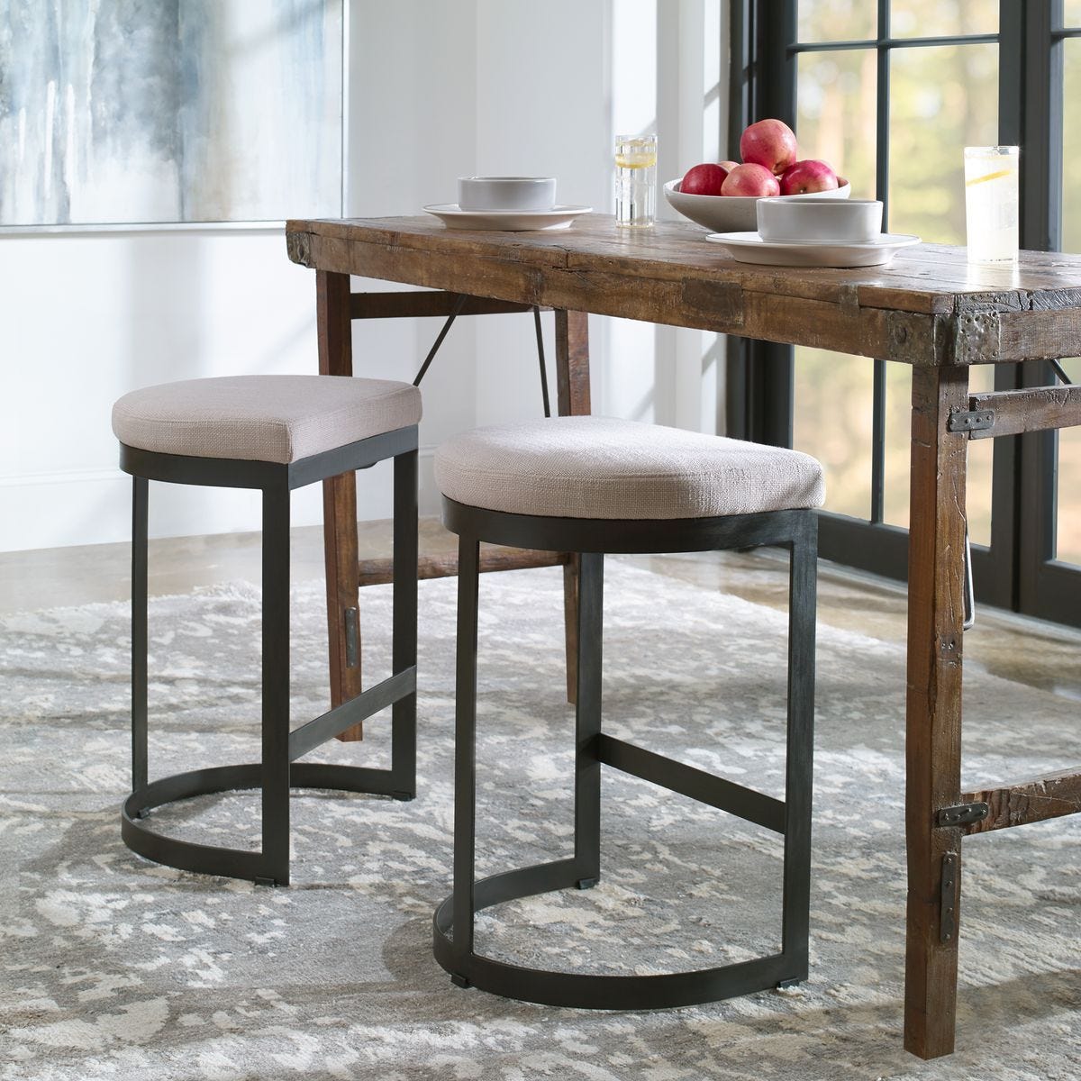 Ivanna Counter Stool, Black - Beige – Furniture by Uttermost | Sutter & Vale