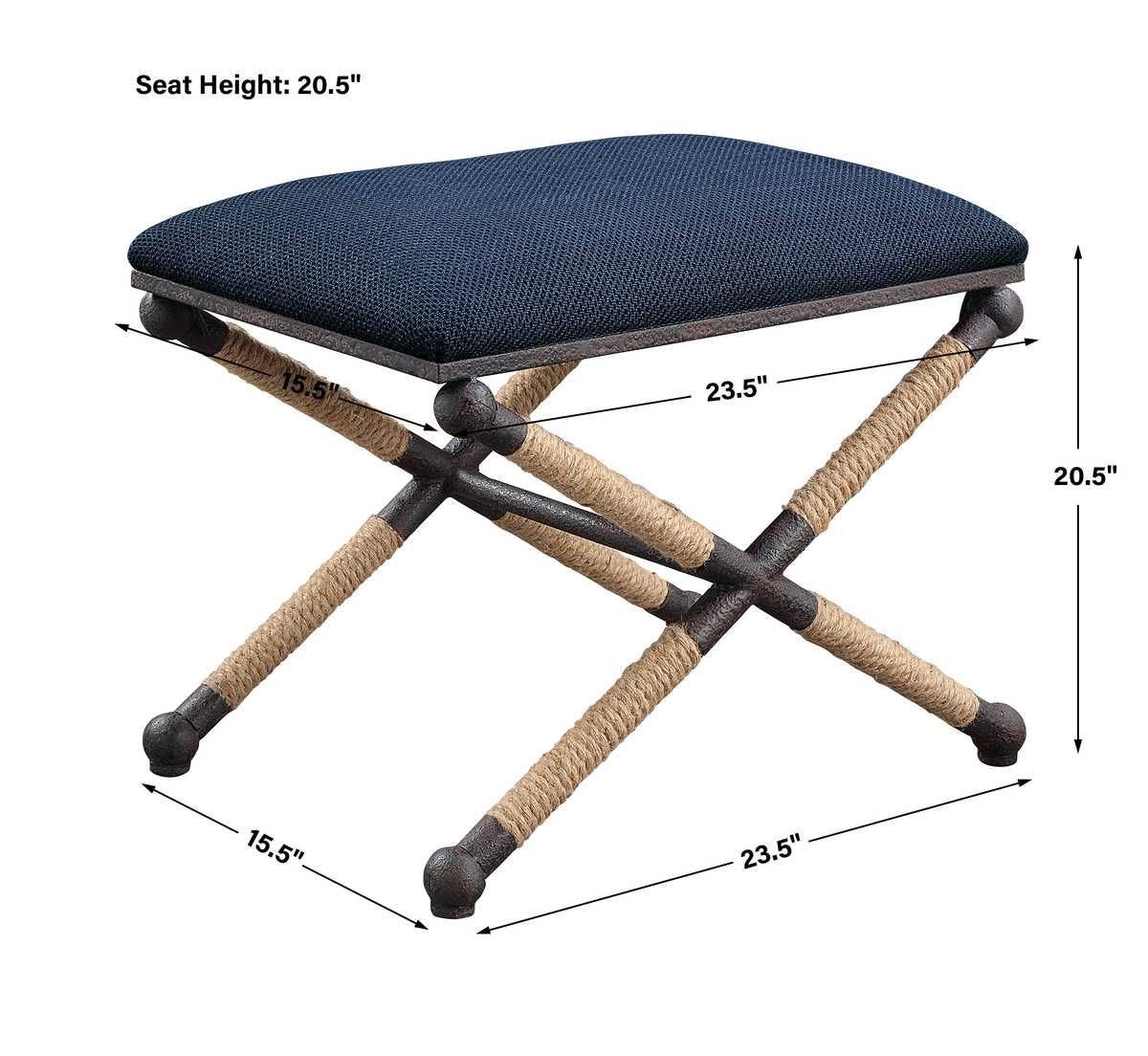 Firth Small Bench, Navy – Furniture by Uttermost | Sutter & Vale