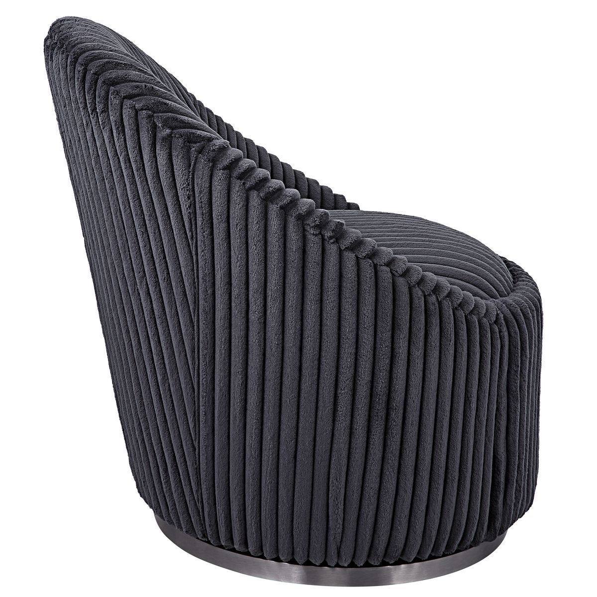 Crue Swivel Chair, Gunmetal – Furniture by Uttermost | Sutter & Vale