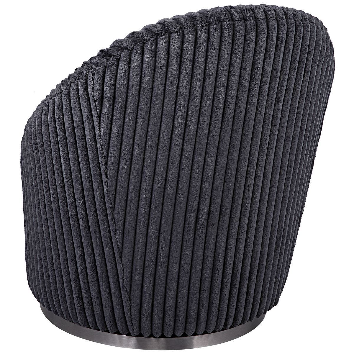 Crue Swivel Chair, Gunmetal – Furniture by Uttermost | Sutter & Vale