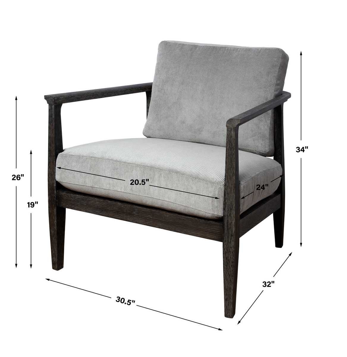 Brunei Accent Chair, Gray – Furniture by Uttermost | Sutter & Vale