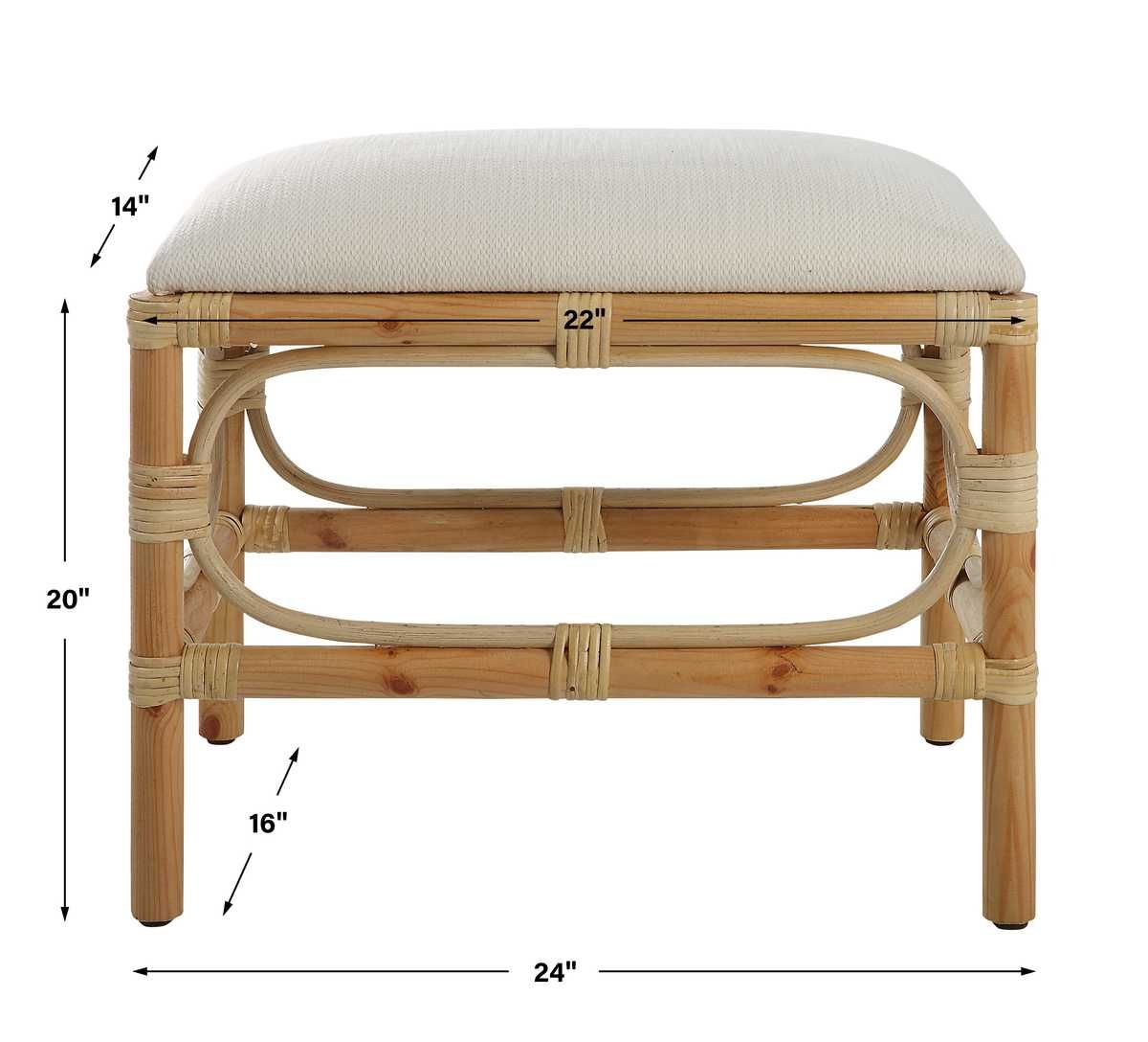 Laguna Small Bench, White – Furniture by Uttermost | Sutter & Vale