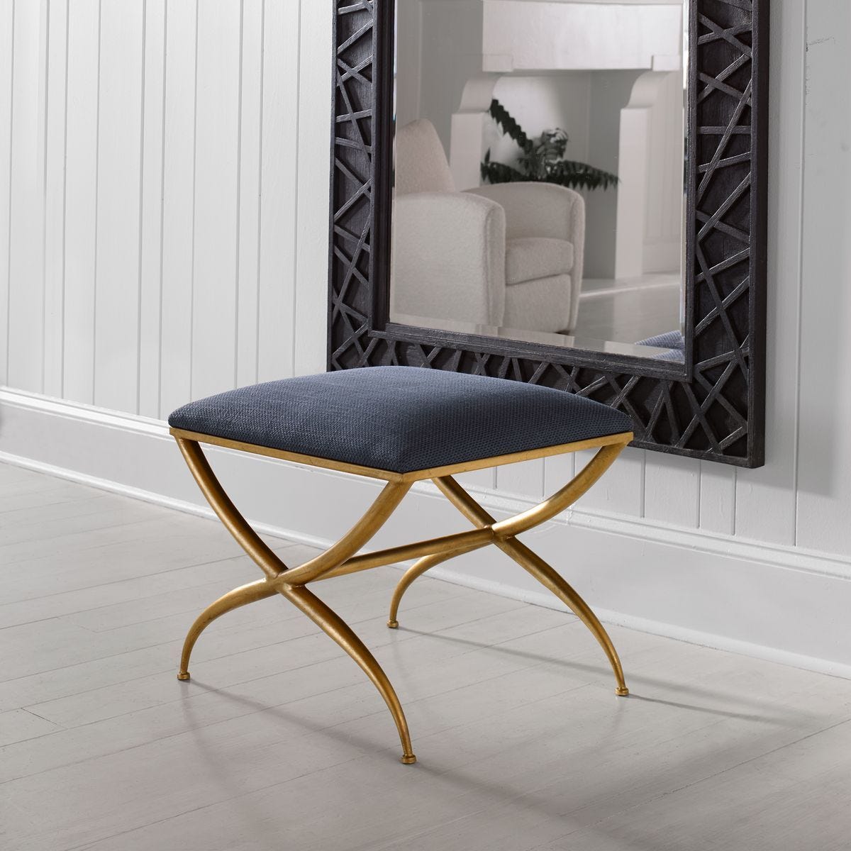 Crossing Small Bench, Navy – Furniture by Uttermost | Sutter & Vale