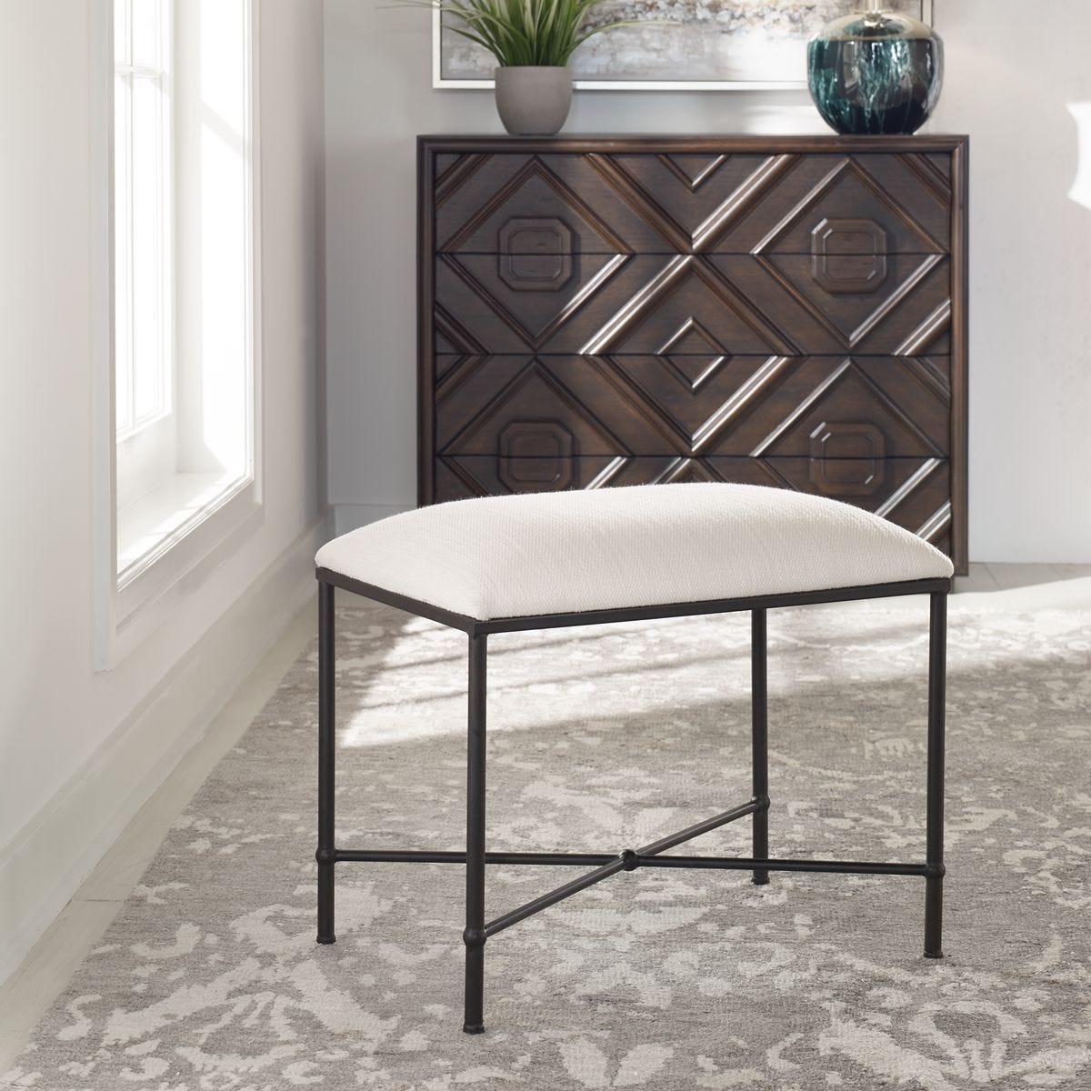 Avenham Small Bench, Black – Furniture by Uttermost | Sutter & Vale