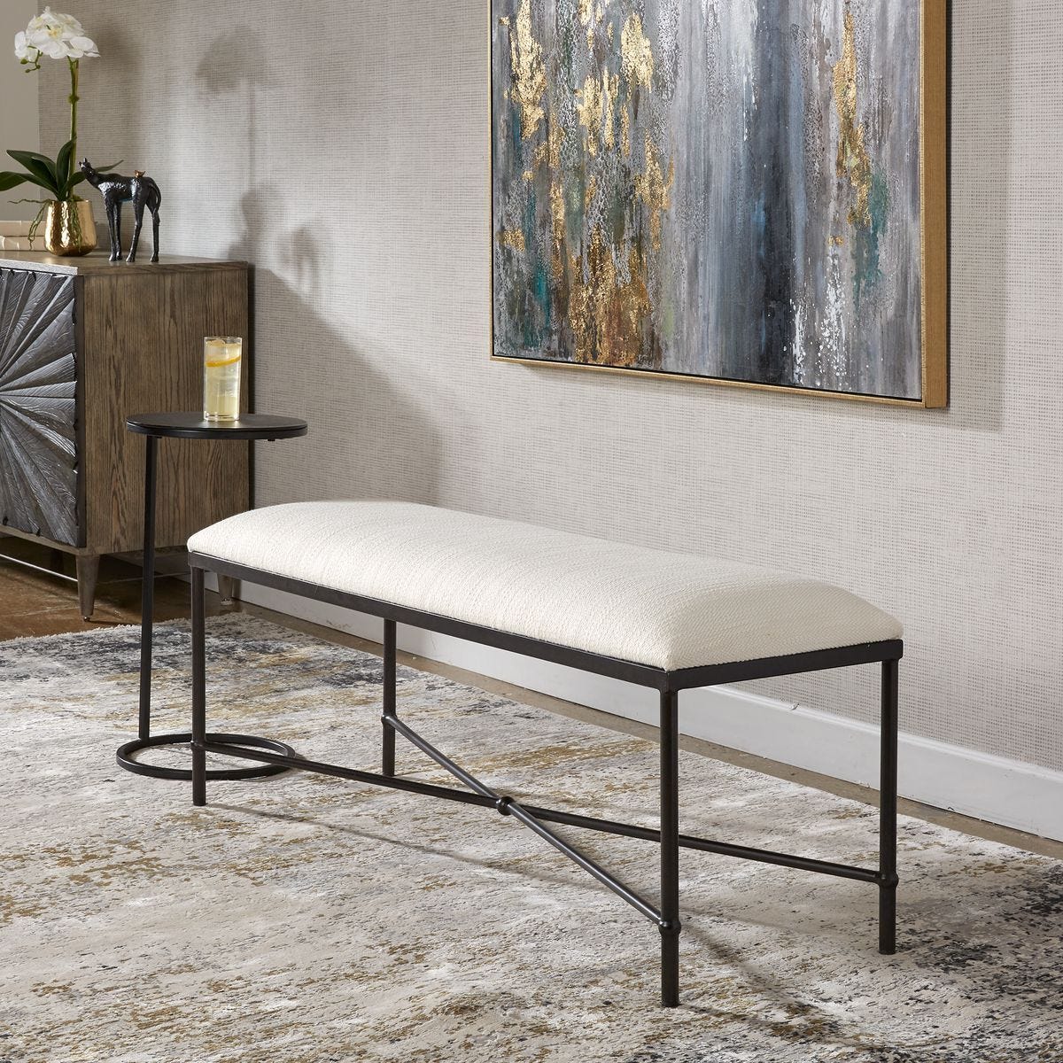 Avenham Bench, Black – Furniture by Uttermost | Sutter & Vale