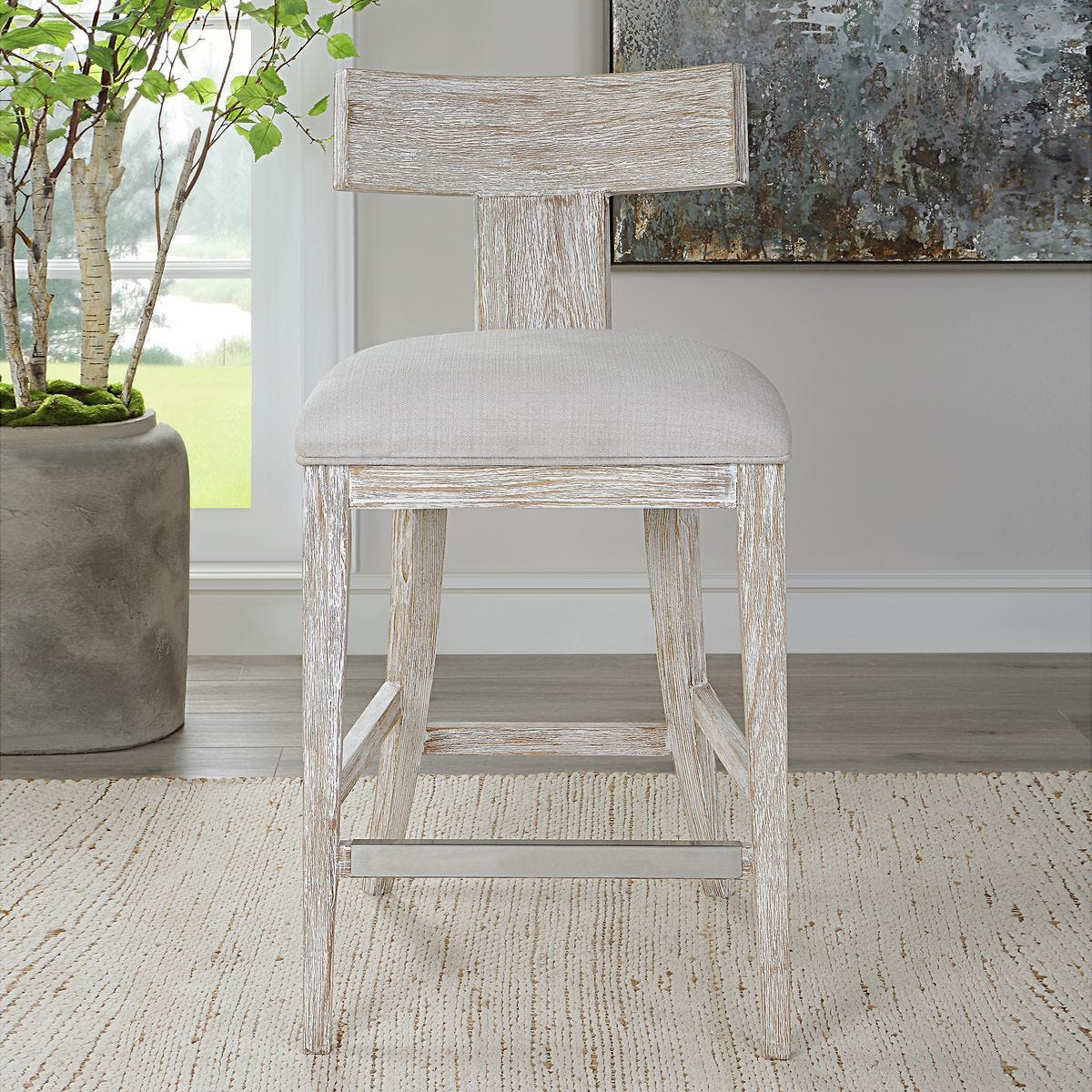 Idris Counter Stool, White – Furniture by Uttermost | Sutter & Vale