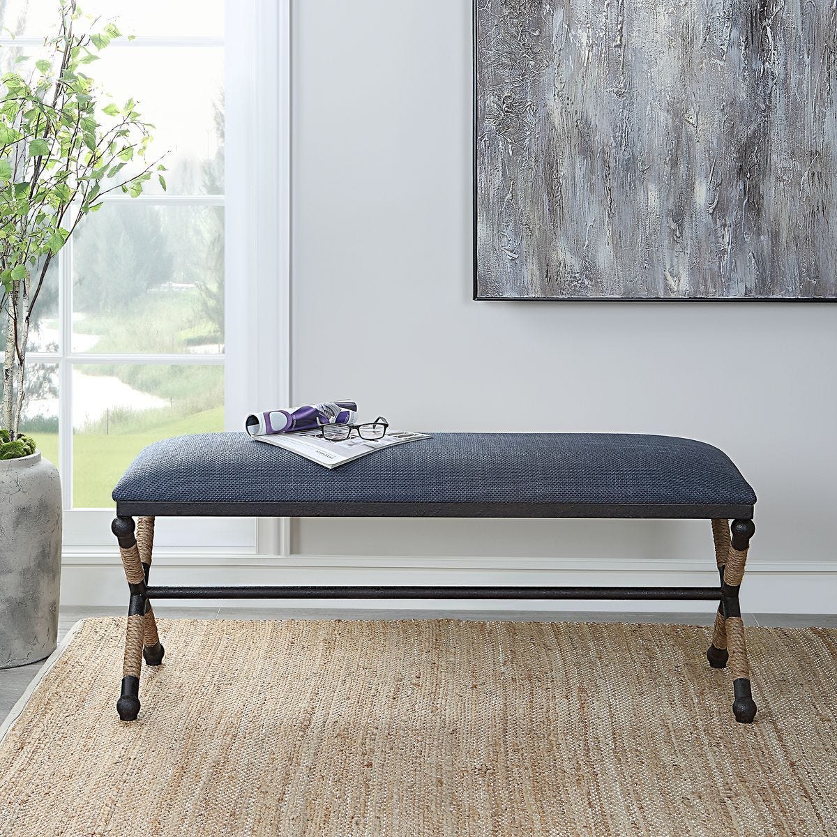 Firth Bench, Navy – Furniture by Uttermost | Sutter & Vale