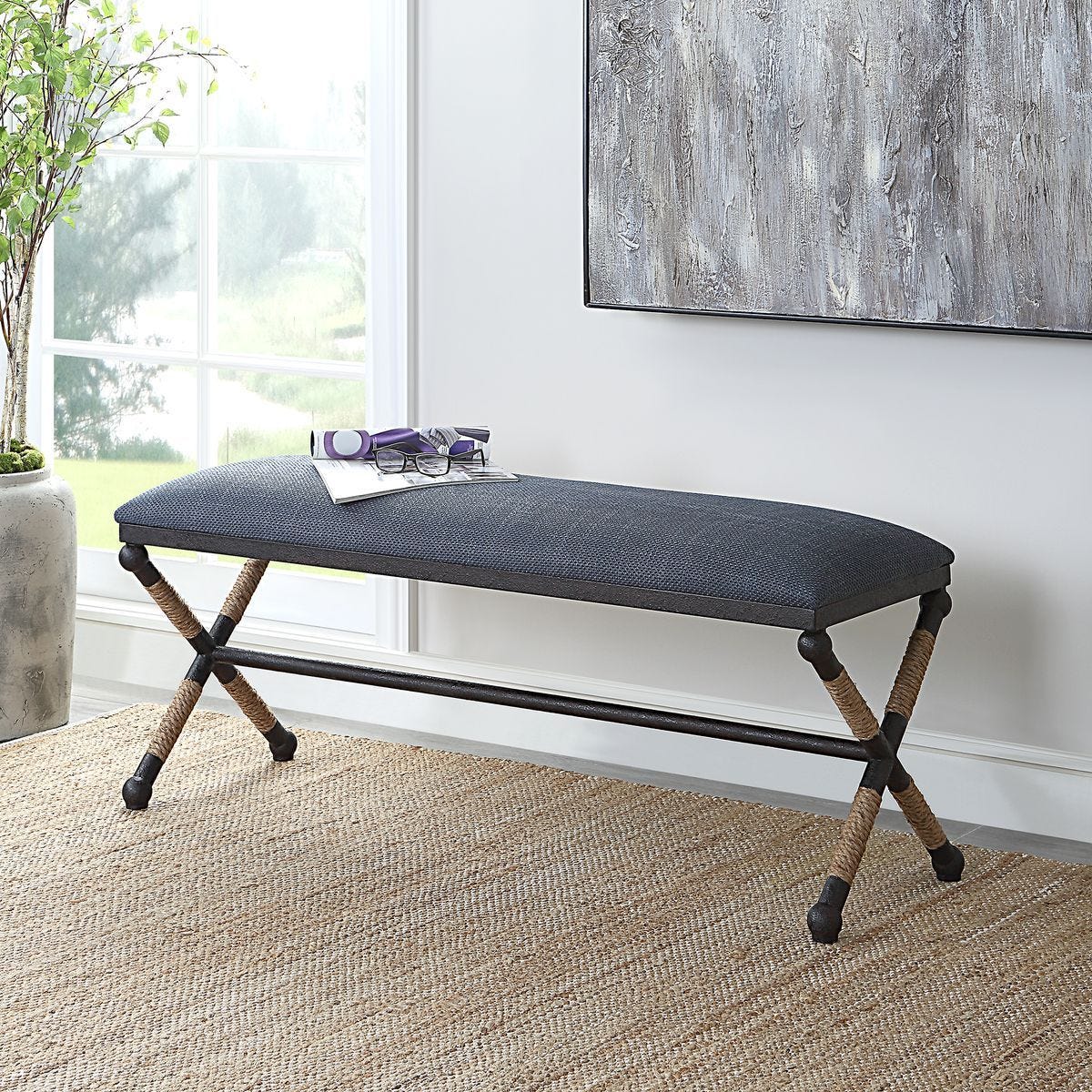 Firth Bench, Navy – Furniture by Uttermost | Sutter & Vale