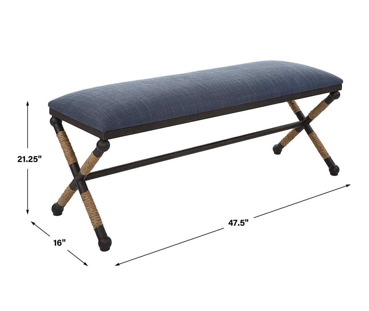 Firth Bench, Navy – Furniture by Uttermost | Sutter & Vale