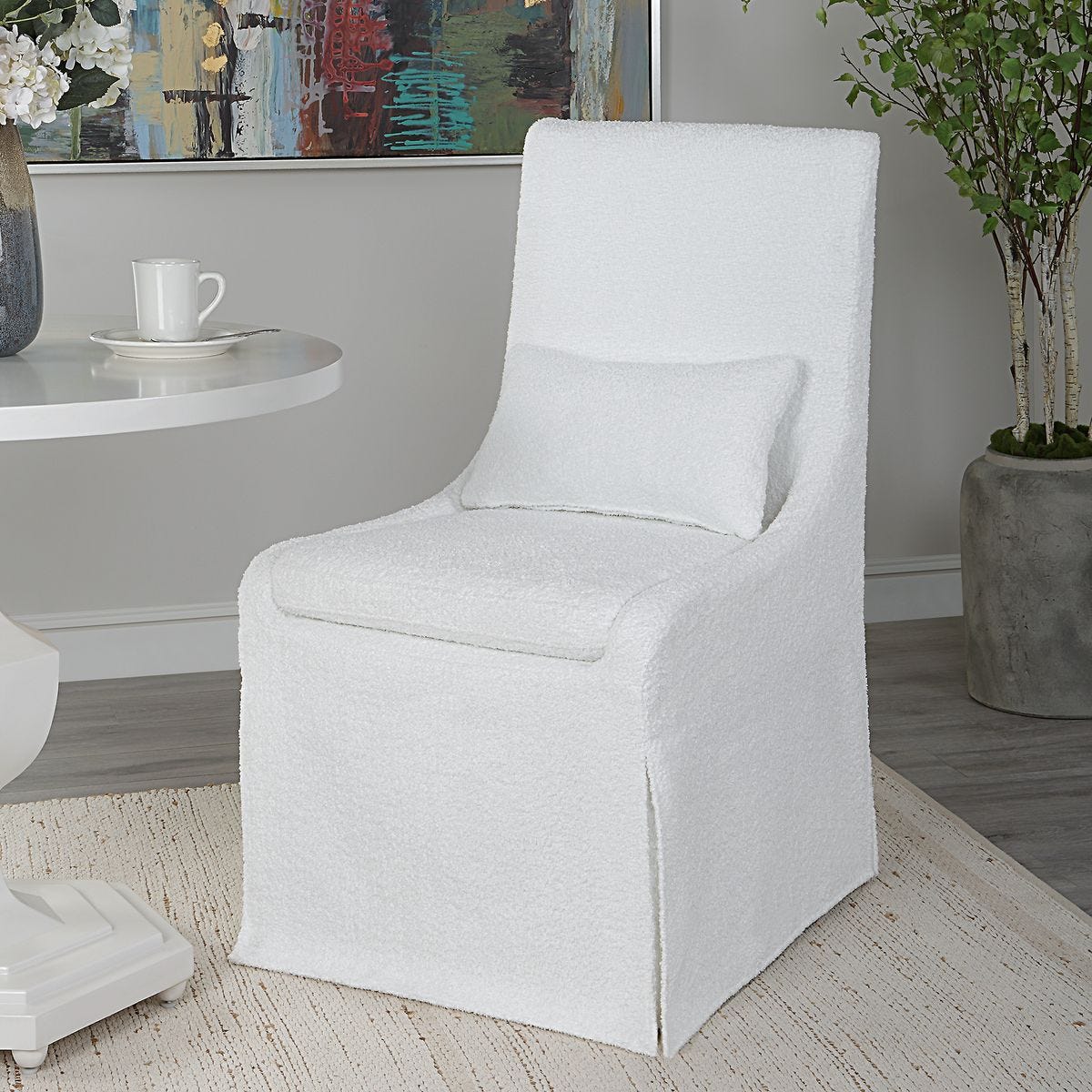 Coley Armless Chair, White – Furniture by Uttermost | Sutter & Vale