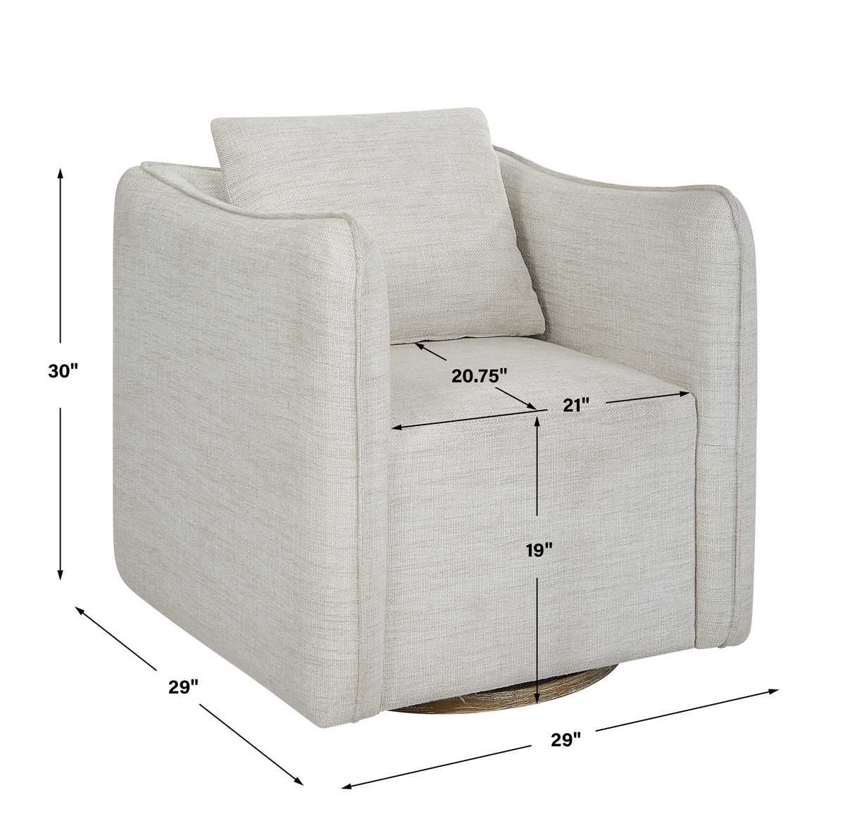 Corben Swivel Chair, White – Furniture by Uttermost | Sutter & Vale