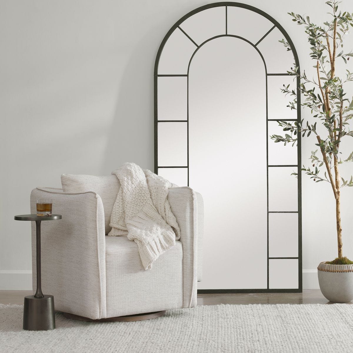 Corben Swivel Chair, White – Furniture by Uttermost | Sutter & Vale