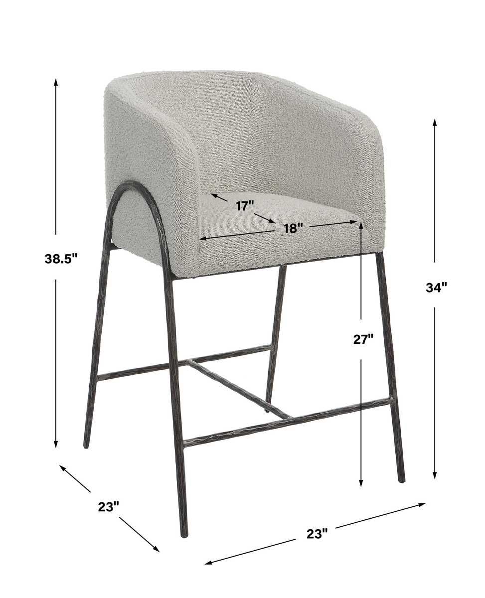 Jacobsen Counter Stool, Gray – Furniture by Uttermost | Sutter & Vale