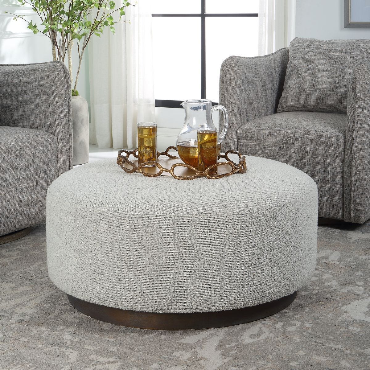 Avila Ottoman, Large, Gray – Furniture by Uttermost | Sutter & Vale