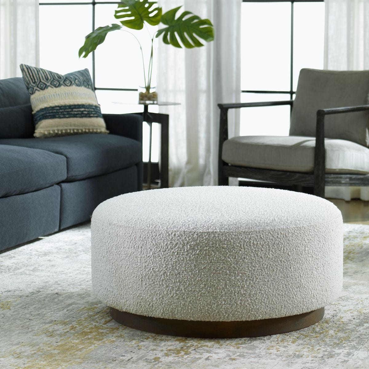 Avila Ottoman, Large, Gray – Furniture by Uttermost | Sutter & Vale