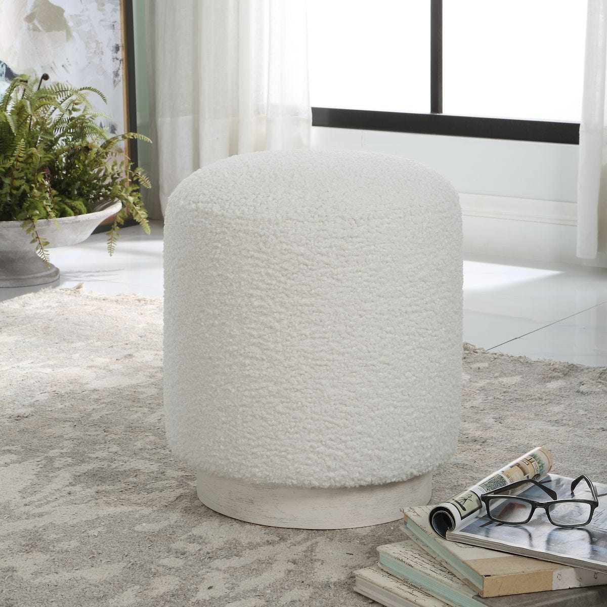 Avila Ottoman, White – Furniture by Uttermost | Sutter & Vale