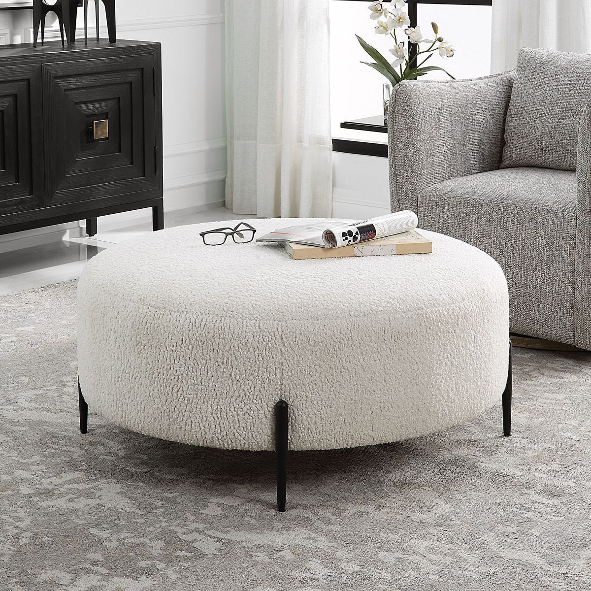 Arles Large Ottoman, Black – Furniture by Uttermost | Sutter & Vale