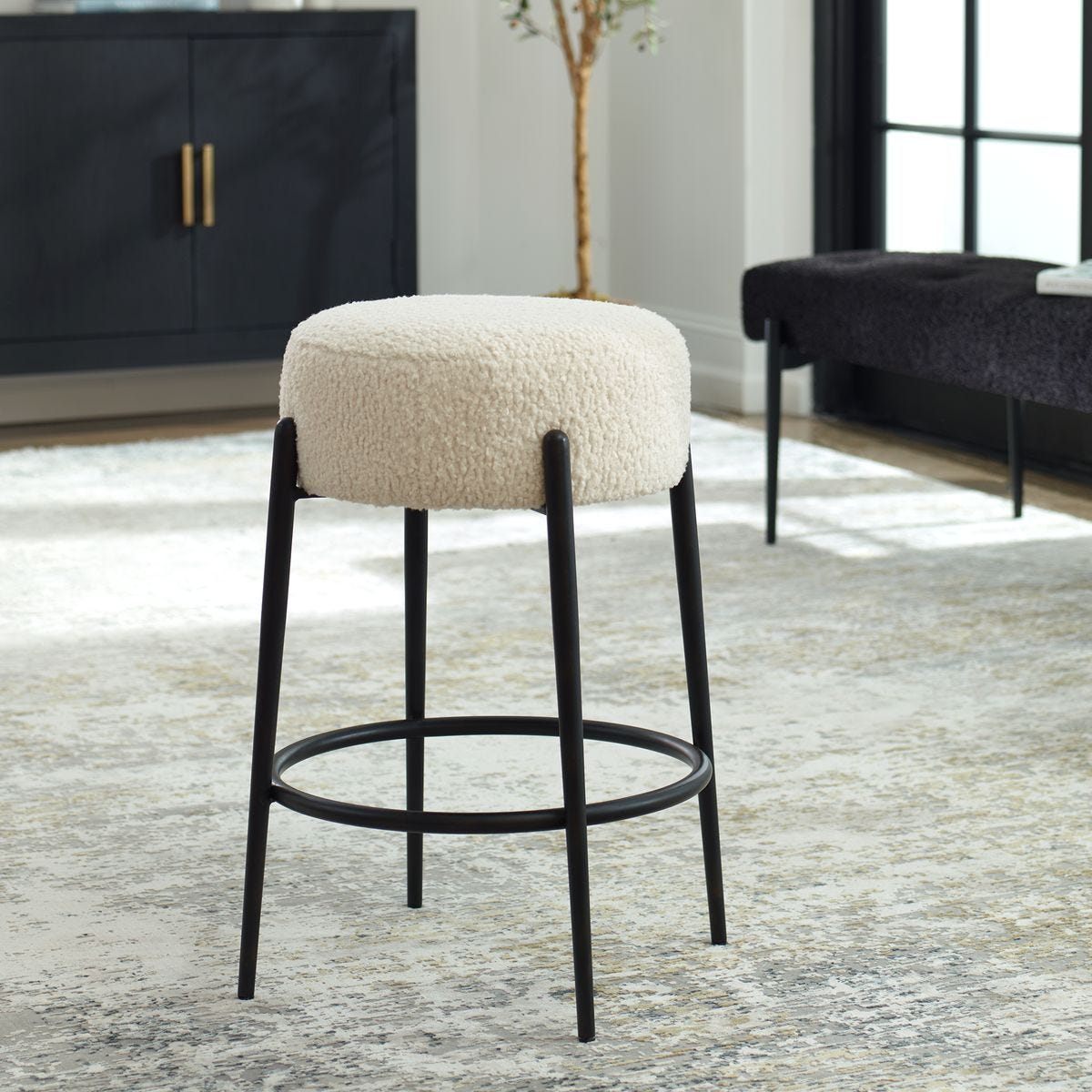 Arles Counter Stool, Black – Furniture by Uttermost | Sutter & Vale