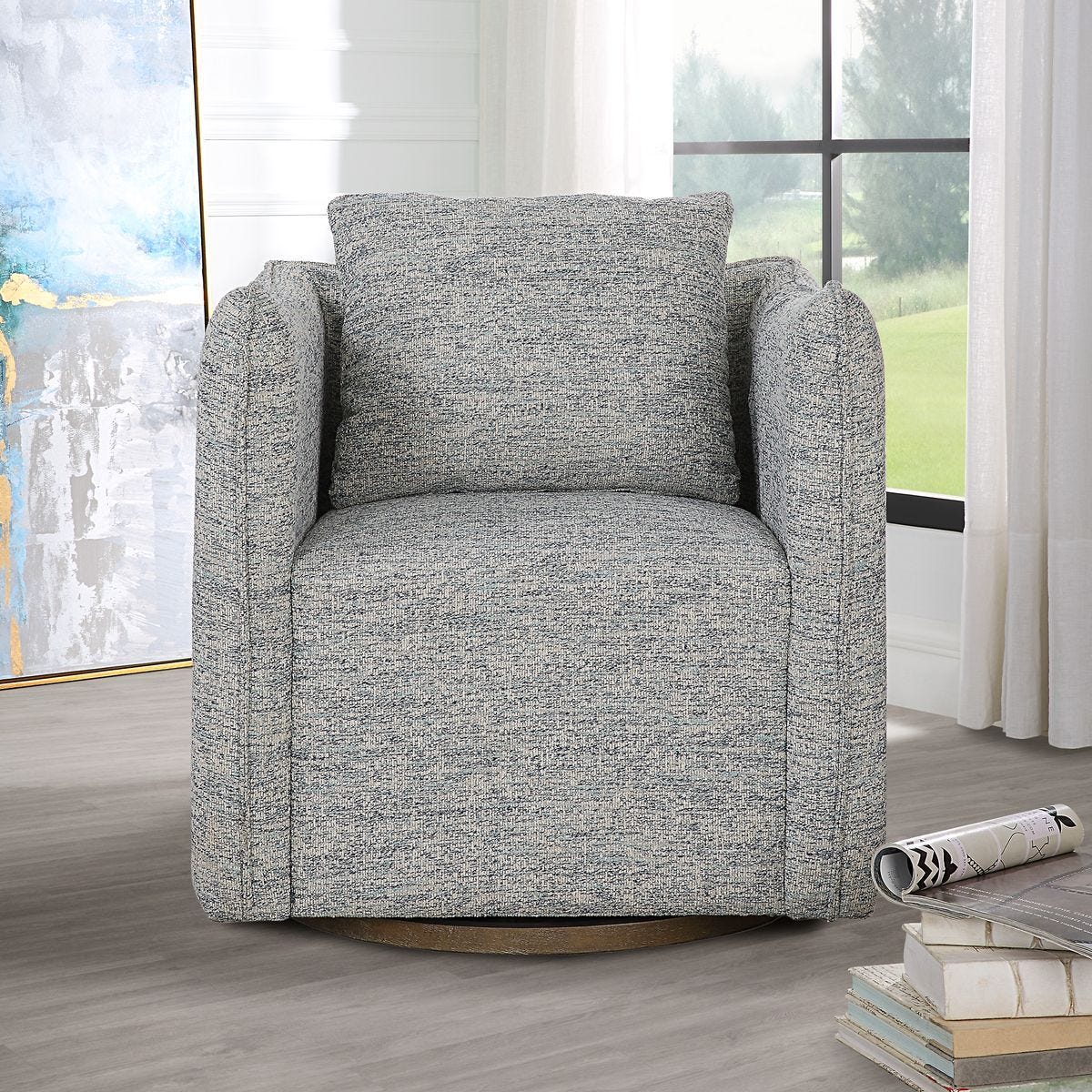 Corben Swivel Chair, Blue – Furniture by Uttermost | Sutter & Vale