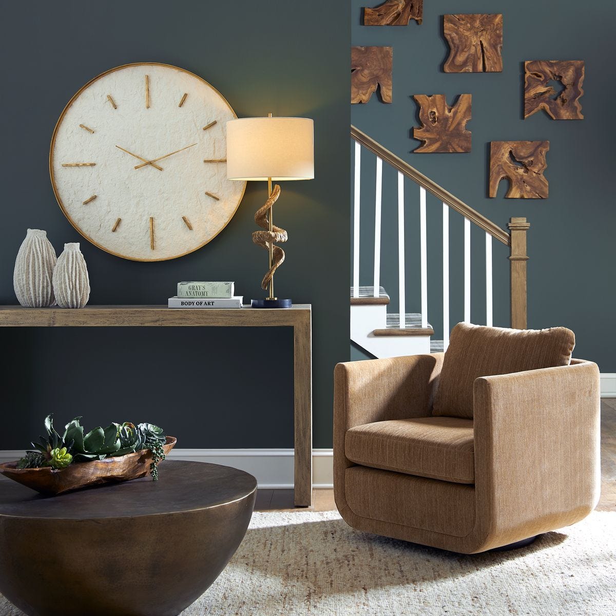 Abound Swivel Chair, Ginger – Furniture by Uttermost | Sutter & Vale
