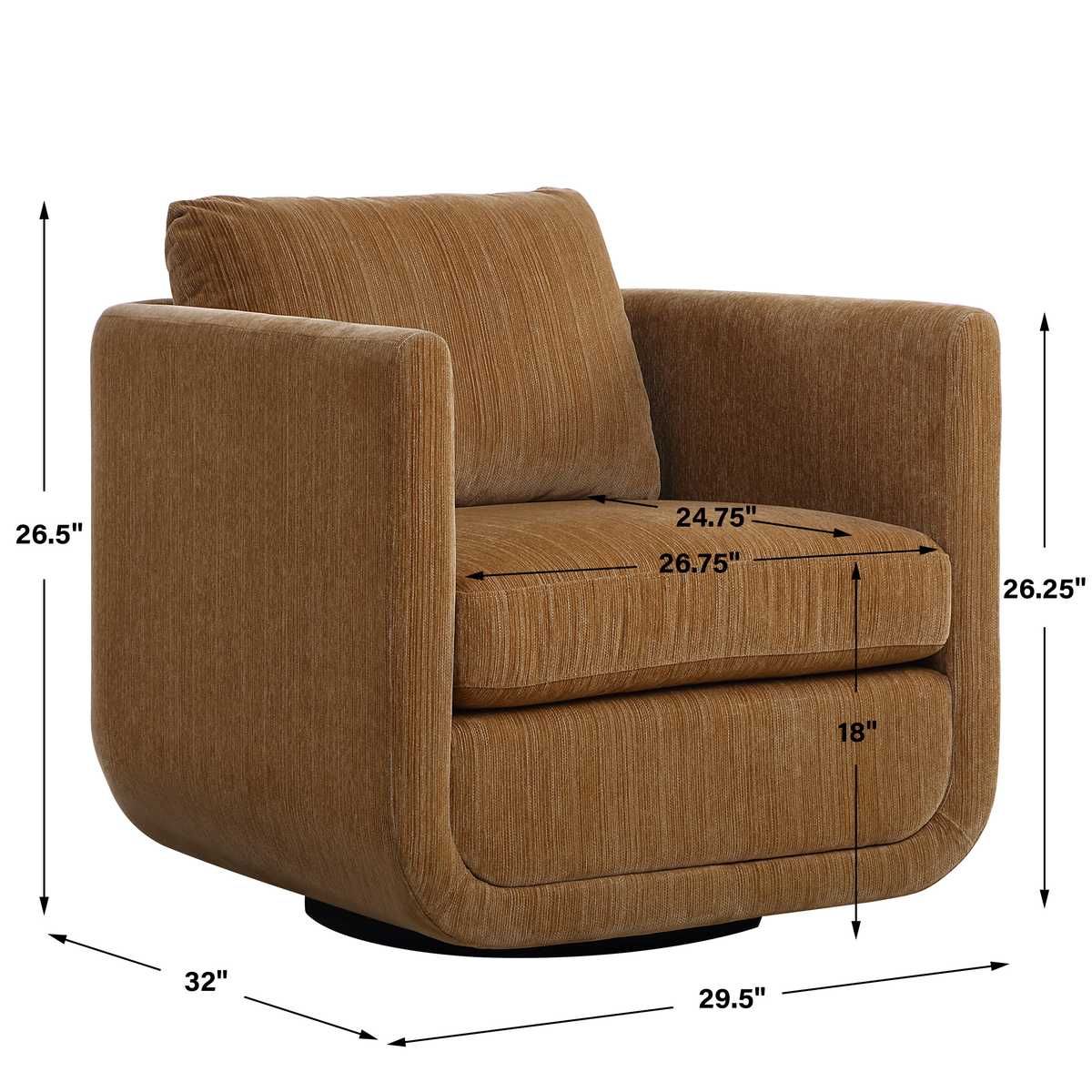 Abound Swivel Chair, Ginger – Furniture by Uttermost | Sutter & Vale