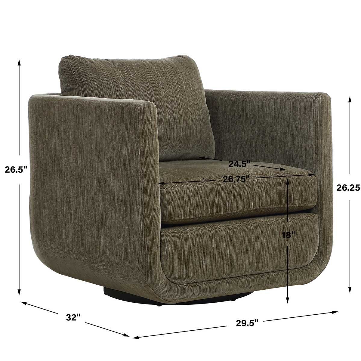 Abound Swivel Chair, Herb – Furniture by Uttermost | Sutter & Vale
