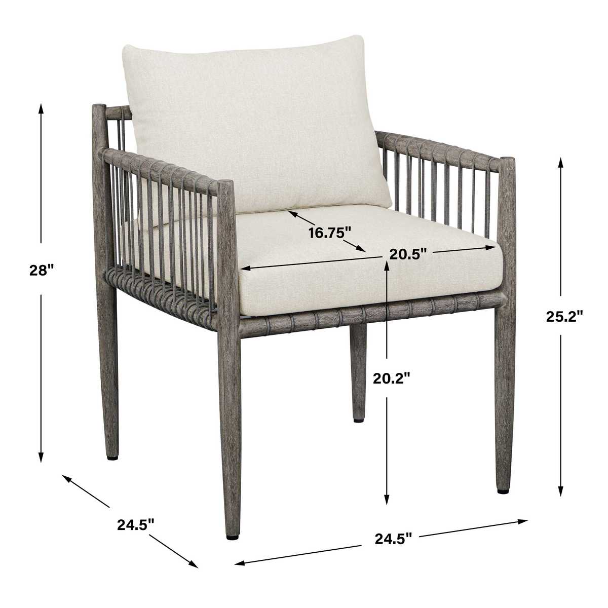 Borneo Outdoor Dining Chair, Oyster
