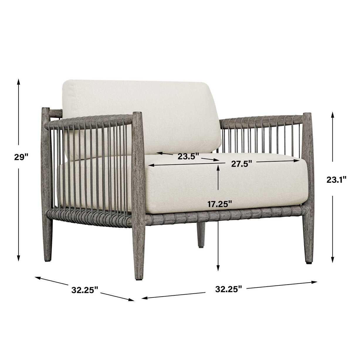 Borneo Outdoor Lounge Chair, Oyster by Uttermost