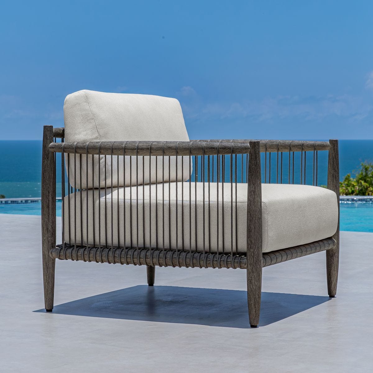 Borneo Outdoor Lounge Chair, Oyster by Uttermost