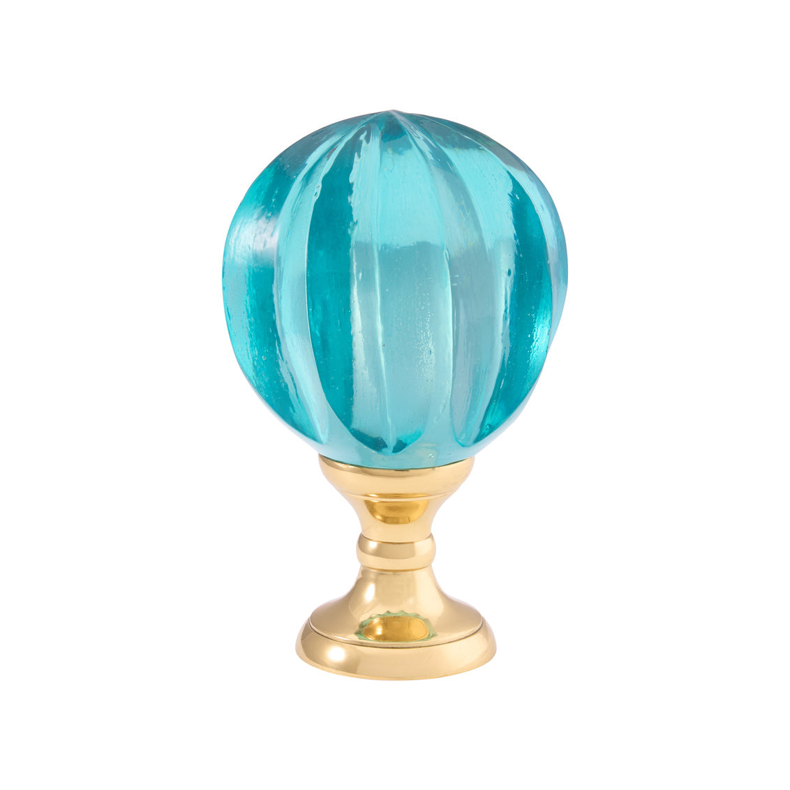 Blue Hand Blown Finial - Brass in Green/Polished Brass / Glass - Chelsea House
