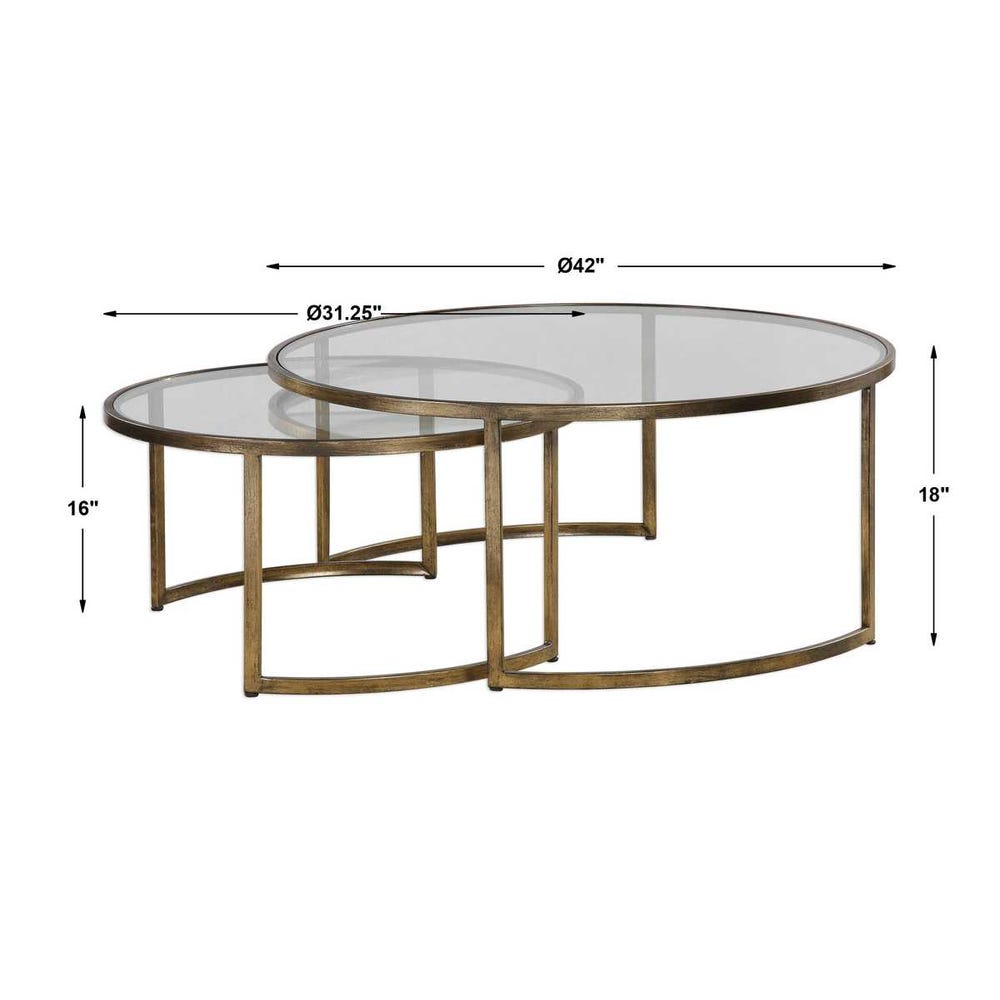 Rhea Nesting Coffee Tables, Gold, S/2