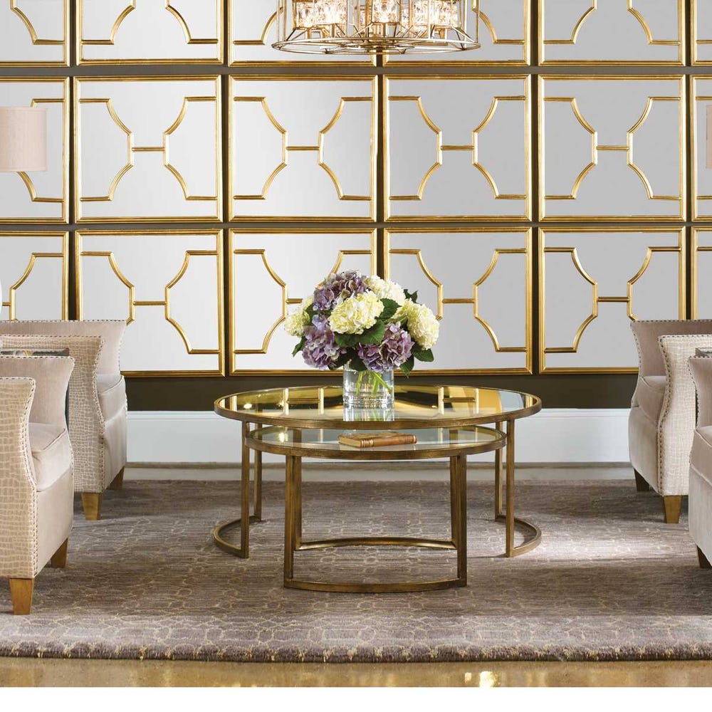 Rhea Nesting Coffee Tables, Gold, S/2