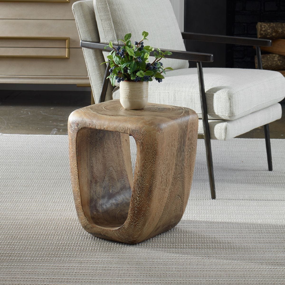 Loophole Accent Stool, Bleached Wash – Furniture by Uttermost | Sutter & Vale