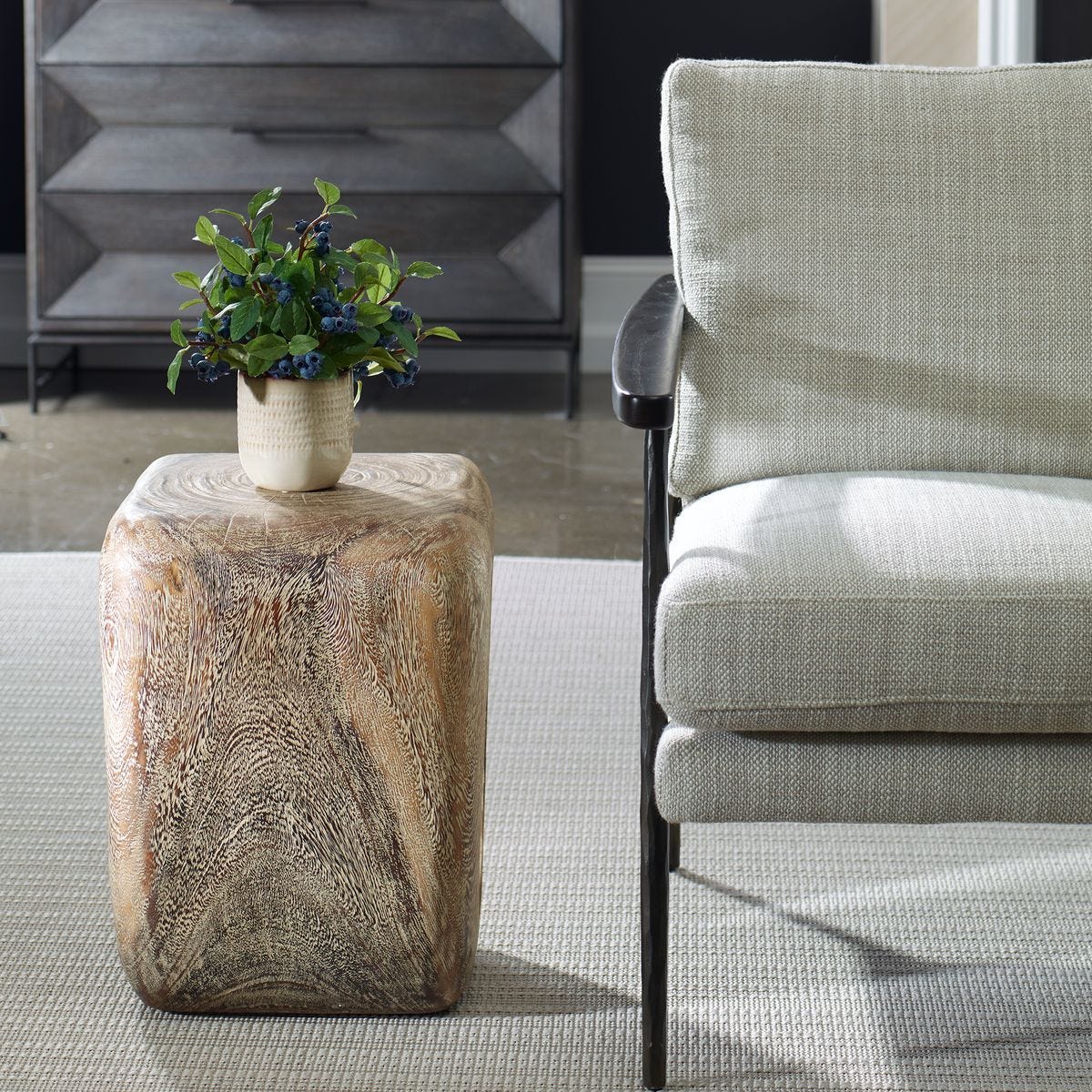 Loophole Accent Stool, Bleached Wash – Furniture by Uttermost | Sutter & Vale