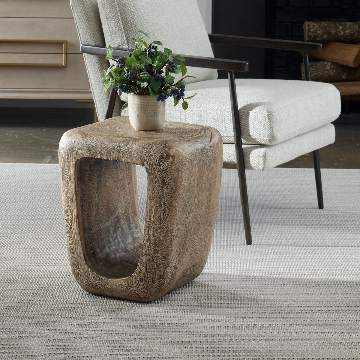 Loophole Accent Stool, Bleached Wash – Furniture by Uttermost | Sutter & Vale