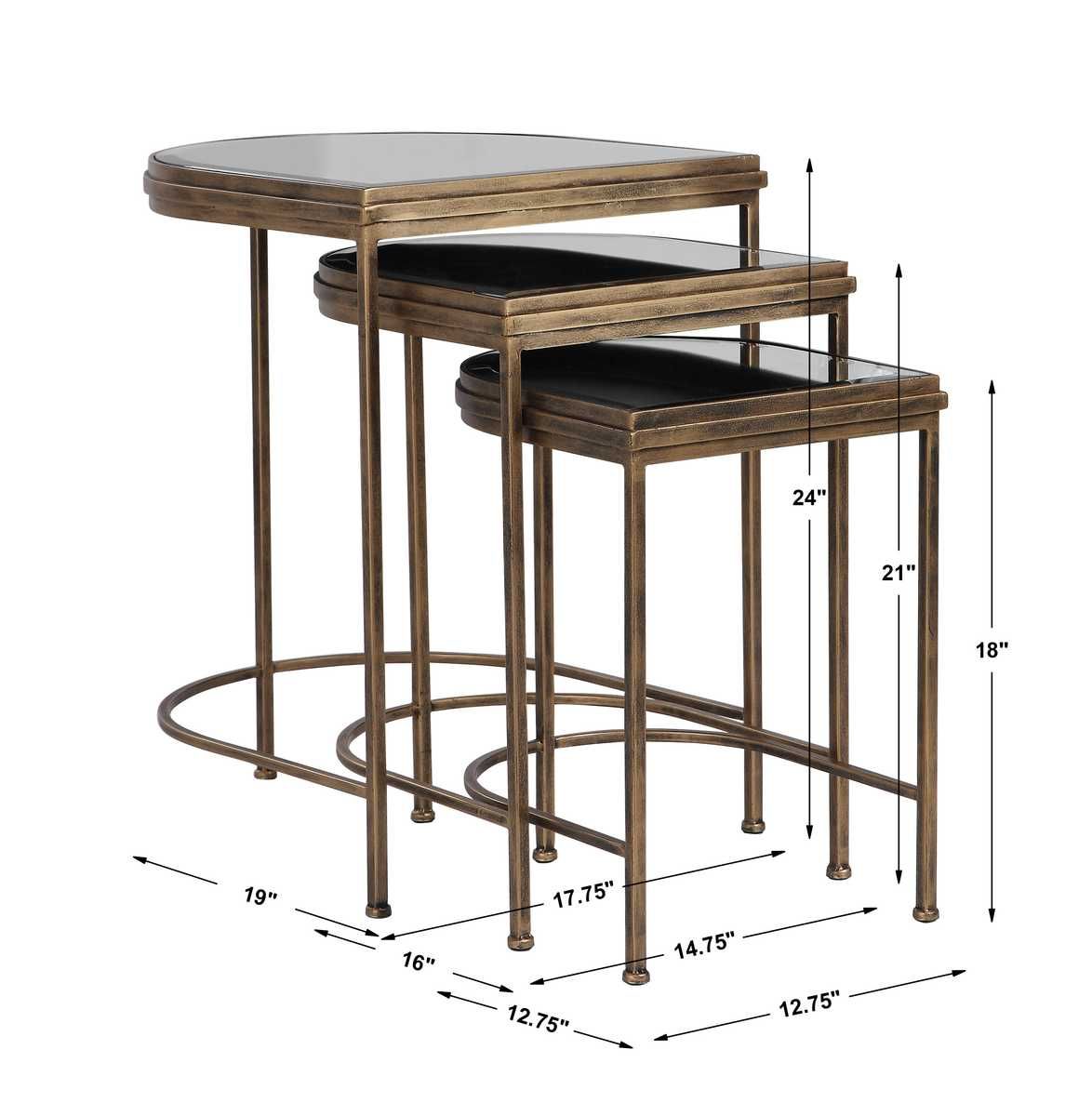 India Nesting Tables, Gold, S/3 – Furniture by Uttermost | Sutter & Vale