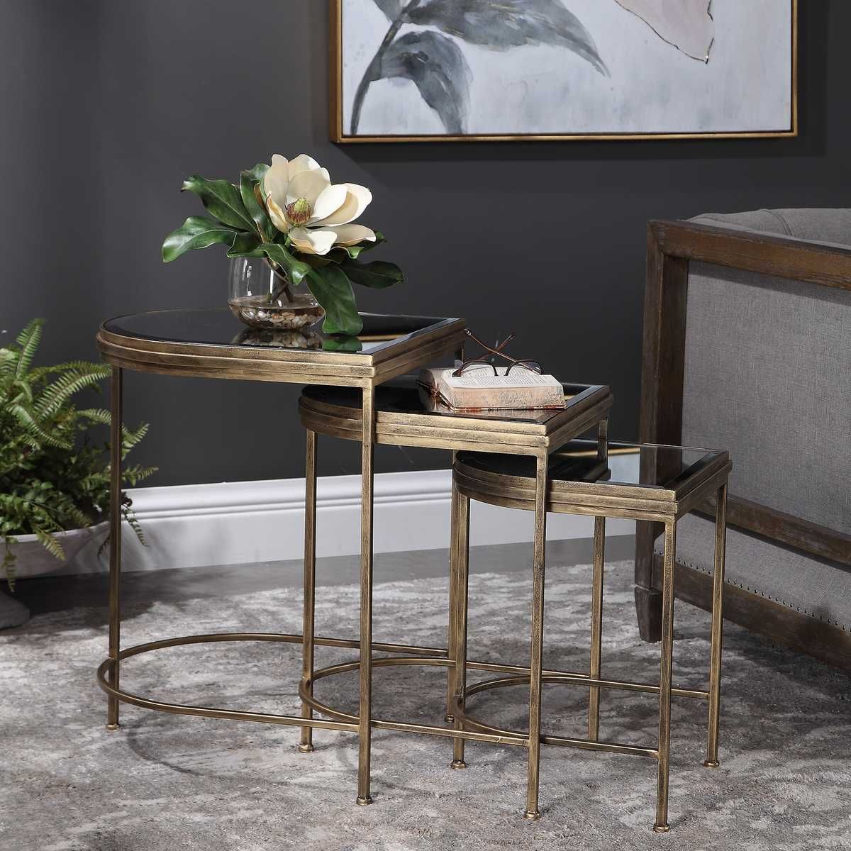 India Nesting Tables, Gold, S/3 – Furniture by Uttermost | Sutter & Vale