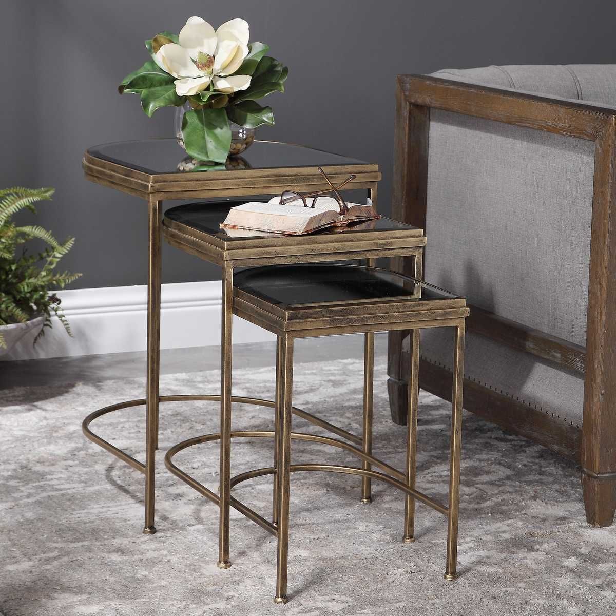 India Nesting Tables, Gold, S/3 – Furniture by Uttermost | Sutter & Vale