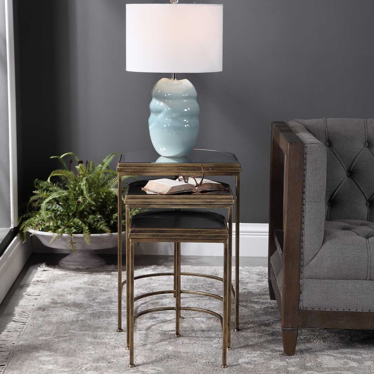 India Nesting Tables, Gold, S/3 – Furniture by Uttermost | Sutter & Vale